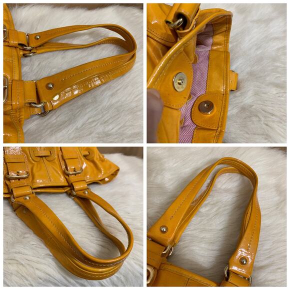 DOONEY & BOURKE Vintage Orange Yellow Small Patent Leather CHIARA D/S Satchel - Picture 7 of 16
